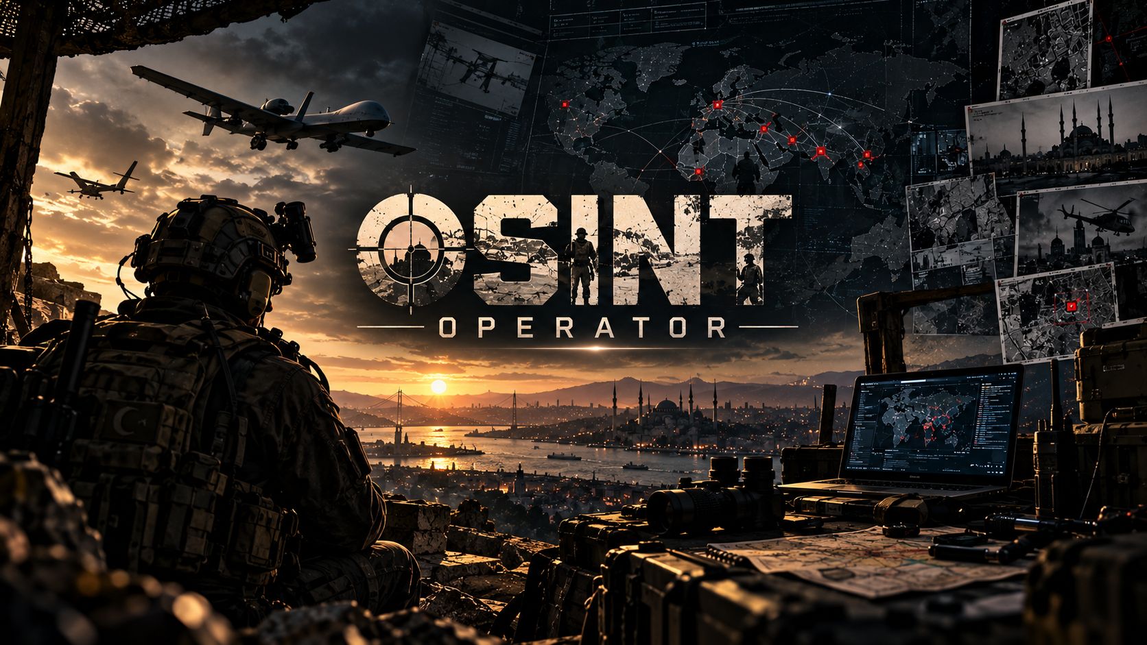 An operator overlooking Istanbul at sunset